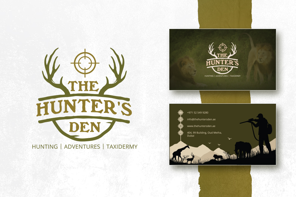 The Hunter's Den Logo and Business Card Design